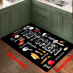 Kitchen Floor Mat Kitchenware And Food Pattern Modern Kitchen Rug