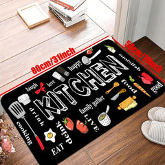 Kitchen Floor Mat Kitchenware And Food Pattern Modern Kitchen Rug