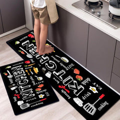 Kitchen Floor Mat Kitchenware And Food Pattern Modern Kitchen Rug