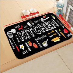 Kitchen Floor Mat Kitchenware And Food Pattern Modern Kitchen Rug