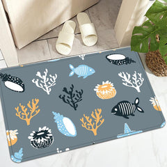 Coral Shell Fish Pattern Floor Mat Soft Non-slip Bath Rug