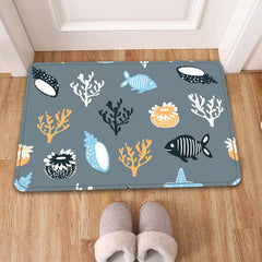 Coral Shell Fish Pattern Floor Mat Soft Non-slip Bath Rug