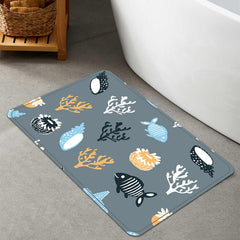 Coral Shell Fish Pattern Floor Mat Soft Non-slip Bath Rug