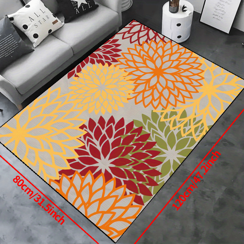 Flower Non-slip Resistant Rug for Living Room Bedroom Nursery Outdoor Decor