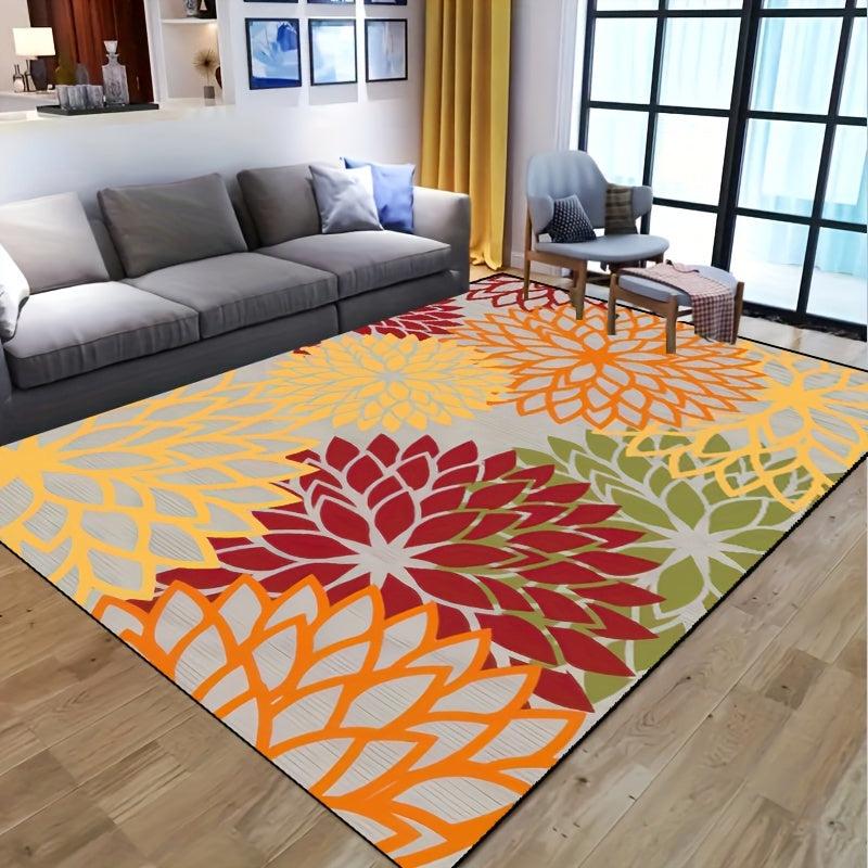 Flower Non-slip Resistant Rug for Living Room Bedroom Nursery Outdoor Decor