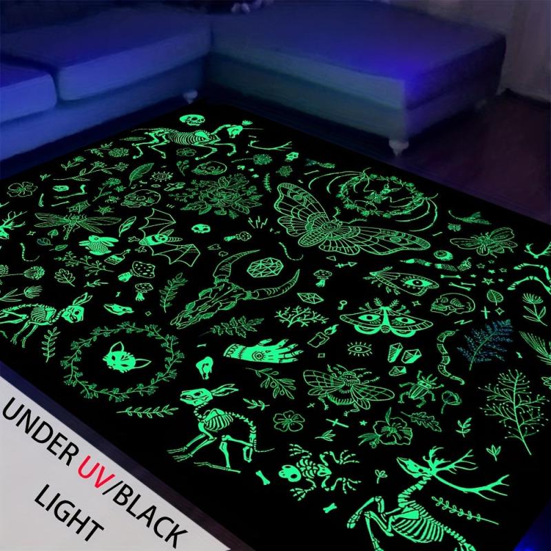 UV Light Halloween Bat Butterfly Skeleton Rug
