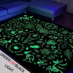 UV Light Halloween Bat Butterfly Skeleton Rug