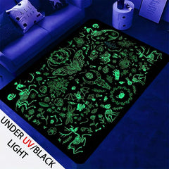 UV Light Halloween Bat Butterfly Skeleton Rug