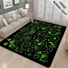 UV Light Halloween Bat Butterfly Skeleton Rug