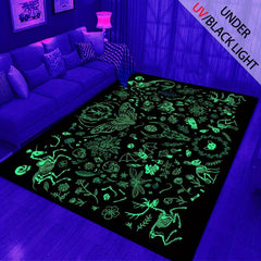 UV Light Halloween Bat Butterfly Skeleton Rug