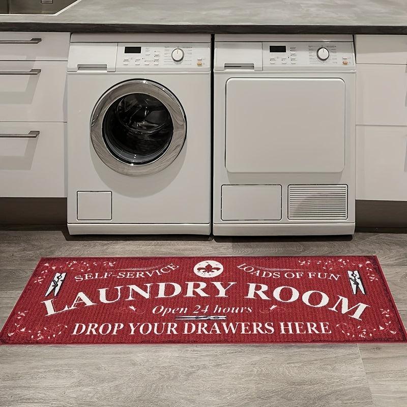 1pc Laundry Room Rug Non Slip Flannel Laundry Mats Home Decor