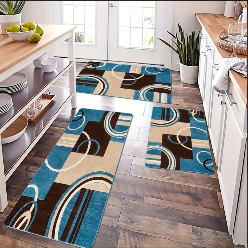 Modern Geometric Kitchen Mat Anti Slip Hallway Balcon Polyester Carpet Absorbent