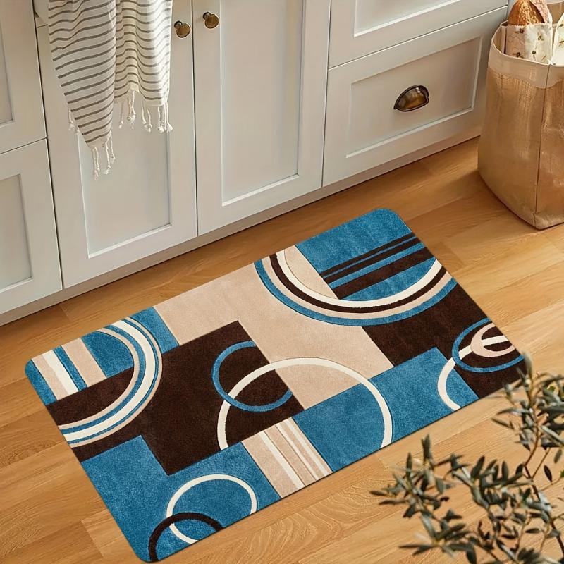 Modern Geometric Kitchen Mat Anti Slip Hallway Balcon Polyester Carpet Absorbent