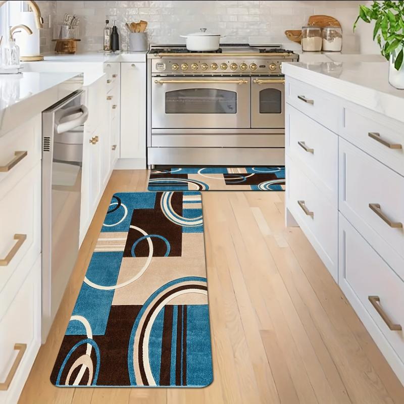 Modern Geometric Kitchen Mat Anti Slip Hallway Balcon Polyester Carpet Absorbent