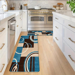 Modern Geometric Kitchen Mat Anti Slip Hallway Balcon Polyester Carpet Absorbent