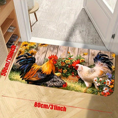 Vintage Rooster Kitchen Floor Mat Non-slip Waterproof