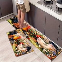 Vintage Rooster Kitchen Floor Mat Non-slip Waterproof