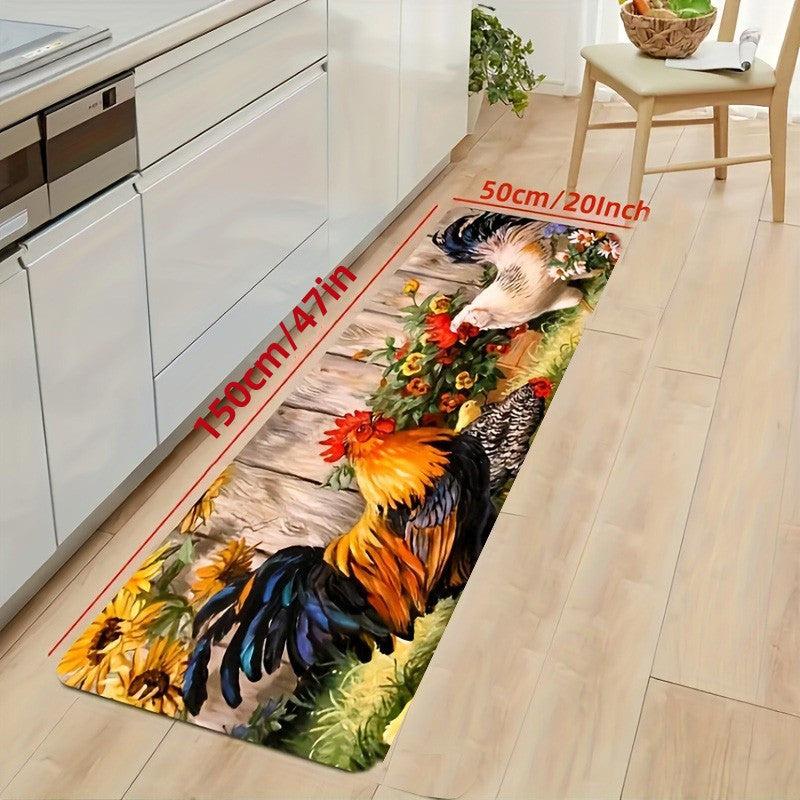 Vintage Rooster Kitchen Floor Mat Non-slip Waterproof