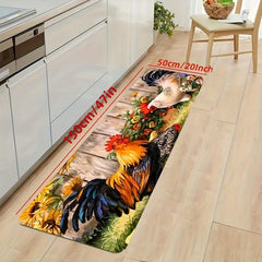 Vintage Rooster Kitchen Floor Mat Non-slip Waterproof