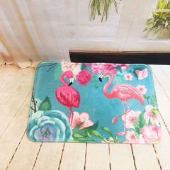 Flamingo Cartoon Fleece Door Mat Indoor Outdoor Home Decor