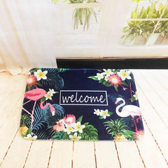 Flamingo Cartoon Fleece Door Mat Indoor Outdoor Home Decor
