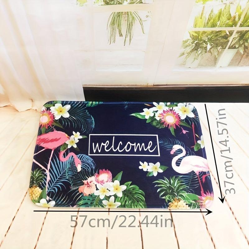 Flamingo Cartoon Fleece Door Mat Indoor Outdoor Home Decor