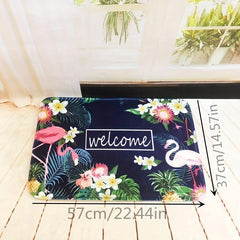 Flamingo Cartoon Fleece Door Mat Indoor Outdoor Home Decor