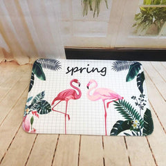 Flamingo Cartoon Fleece Door Mat Indoor Outdoor Home Decor
