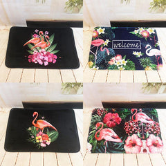 Flamingo Cartoon Fleece Door Mat Indoor Outdoor Home Decor
