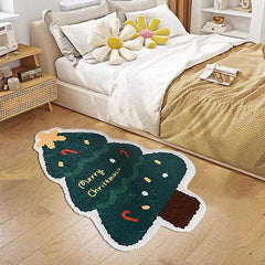 Christmas Tree Irregular Shaped Rug for Bedroom Living Room Decor
