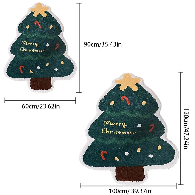 Christmas Tree Irregular Shaped Rug for Bedroom Living Room Decor