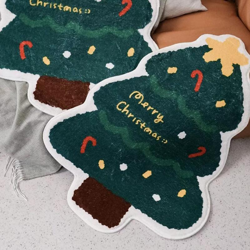Christmas Tree Irregular Shaped Rug for Bedroom Living Room Decor