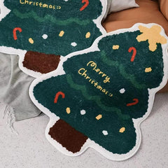 Christmas Tree Irregular Shaped Rug for Bedroom Living Room Decor