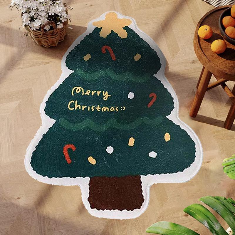 Christmas Tree Irregular Shaped Rug for Bedroom Living Room Decor