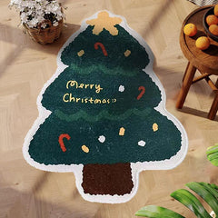 Christmas Tree Irregular Shaped Rug for Bedroom Living Room Decor