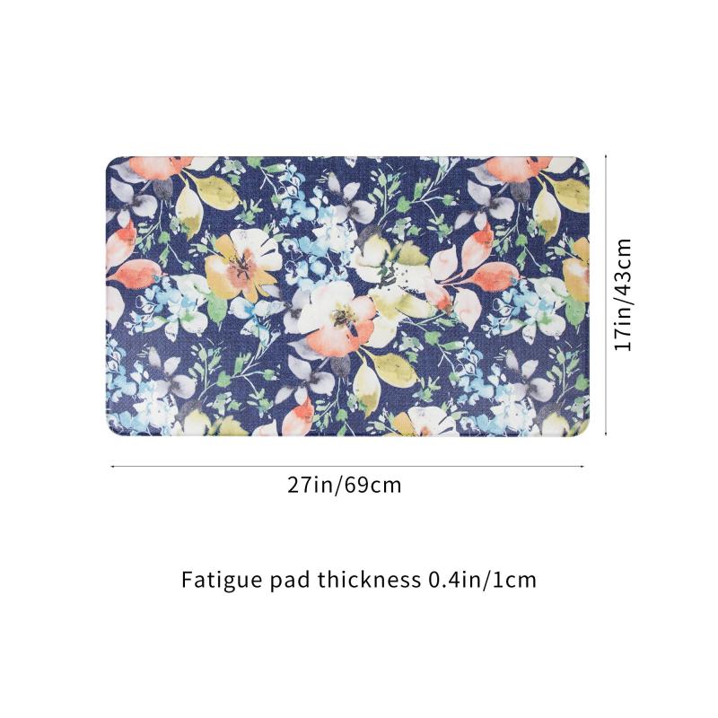 Flower Printed Kitchen Mat Soft Waterproof Floor Mat Home
