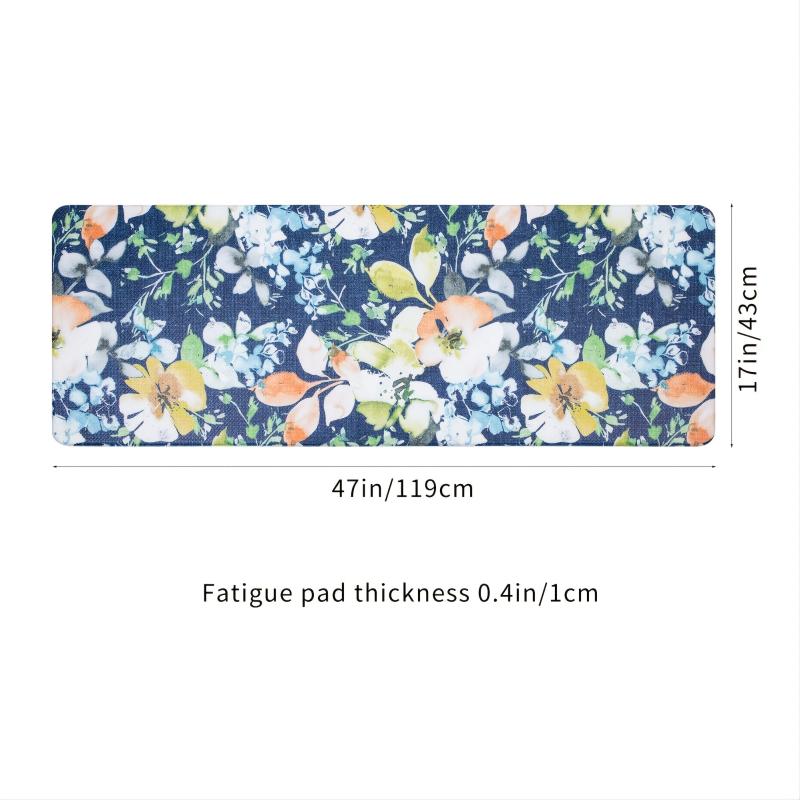 Flower Printed Kitchen Mat Soft Waterproof Floor Mat Home