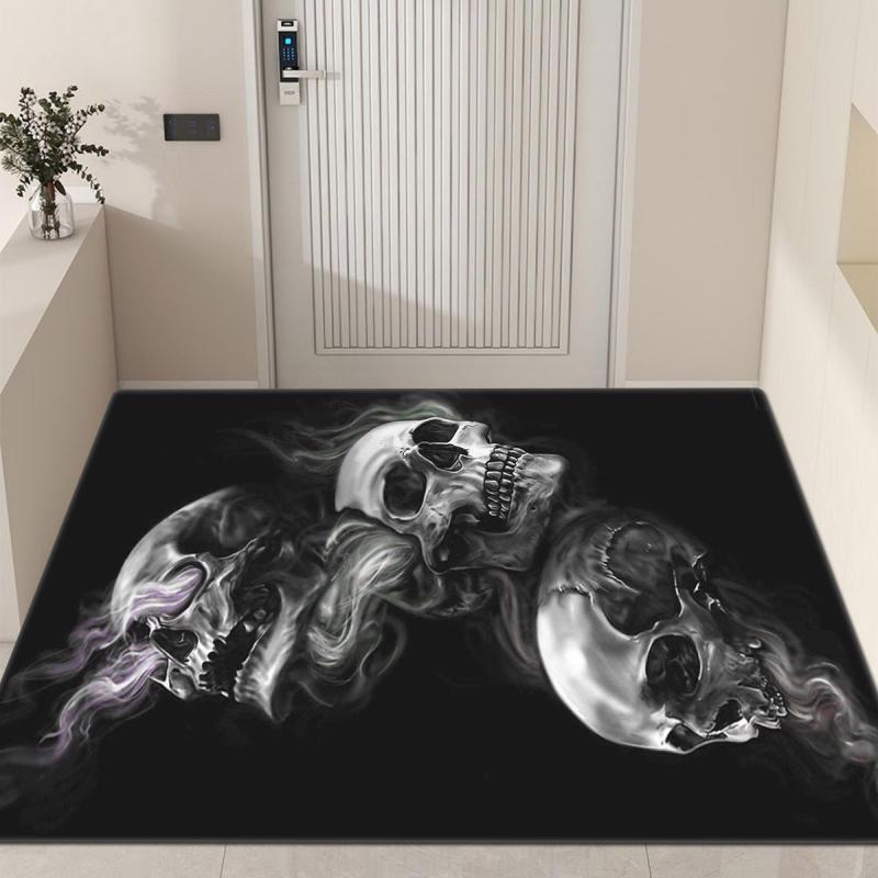 Gothic Halloween Skull Printed Rug for Living Room