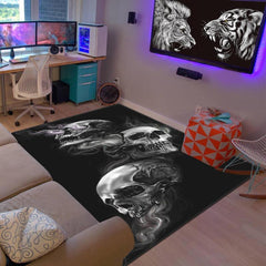 Gothic Halloween Skull Printed Rug for Living Room