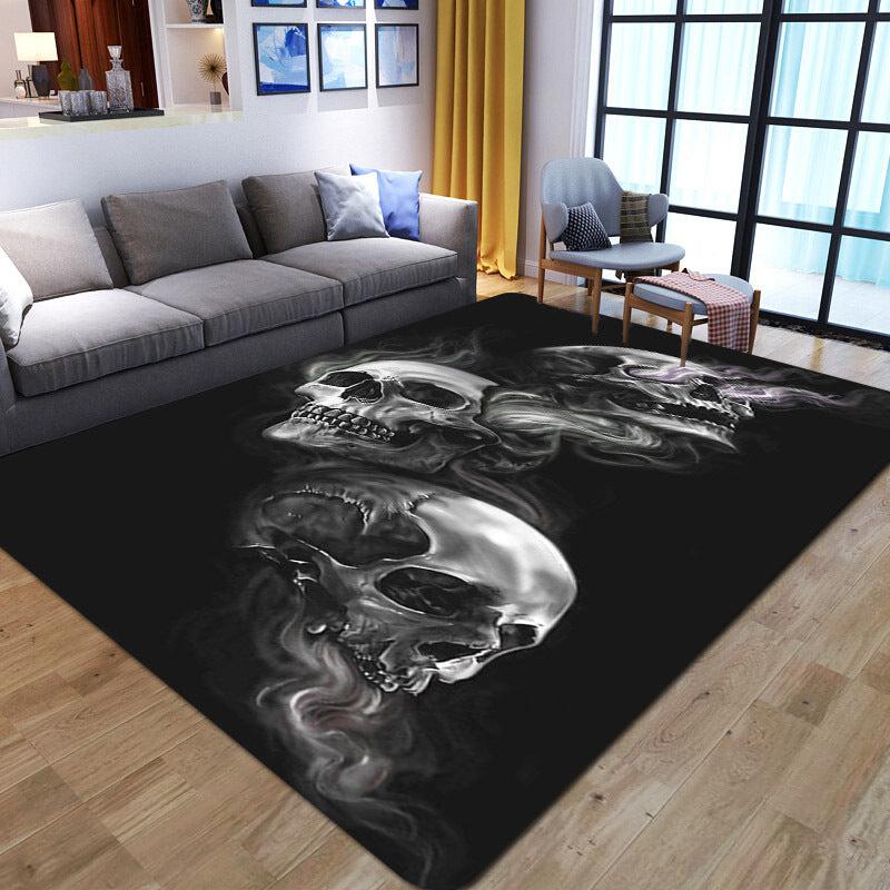 Gothic Halloween Skull Printed Rug for Living Room