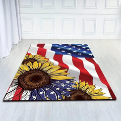American Flag Area Rug 4th Of July Sunflower Patriotic Area Rugs