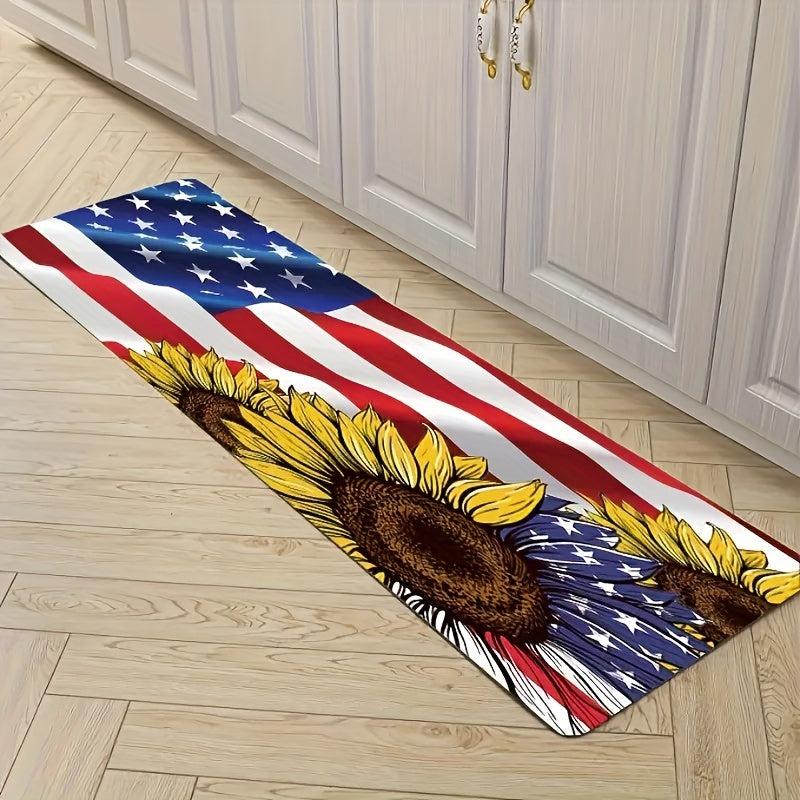 American Flag Area Rug 4th Of July Sunflower Patriotic Area Rugs