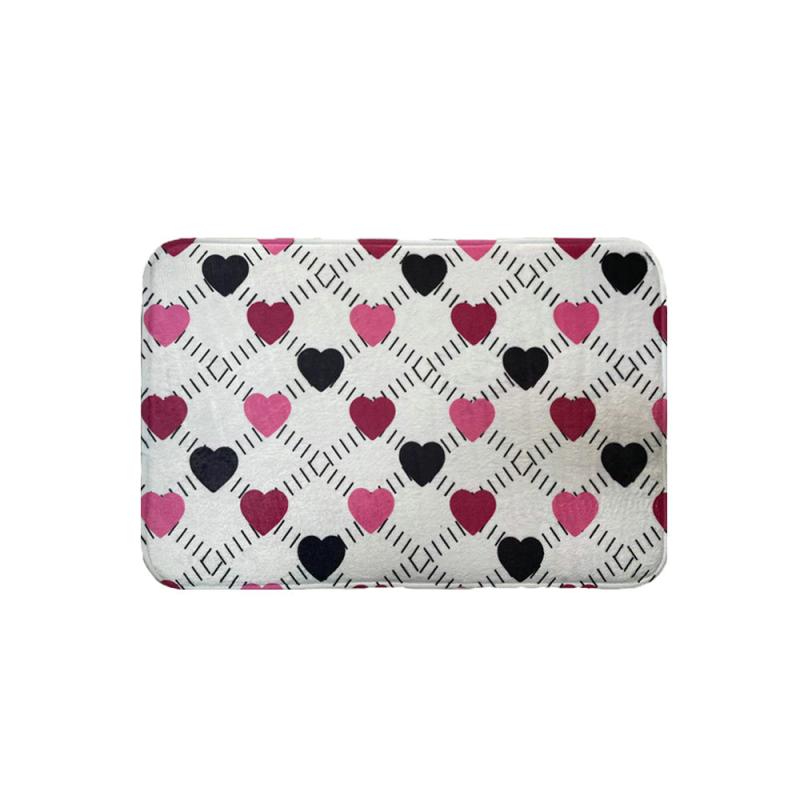 Heart Pattern Bathroom Mat Absorbent Non-slip Washable Bath Rug