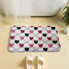 Heart Pattern Bathroom Mat Absorbent Non-slip Washable Bath Rug