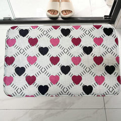 Heart Pattern Bathroom Mat Absorbent Non-slip Washable Bath Rug