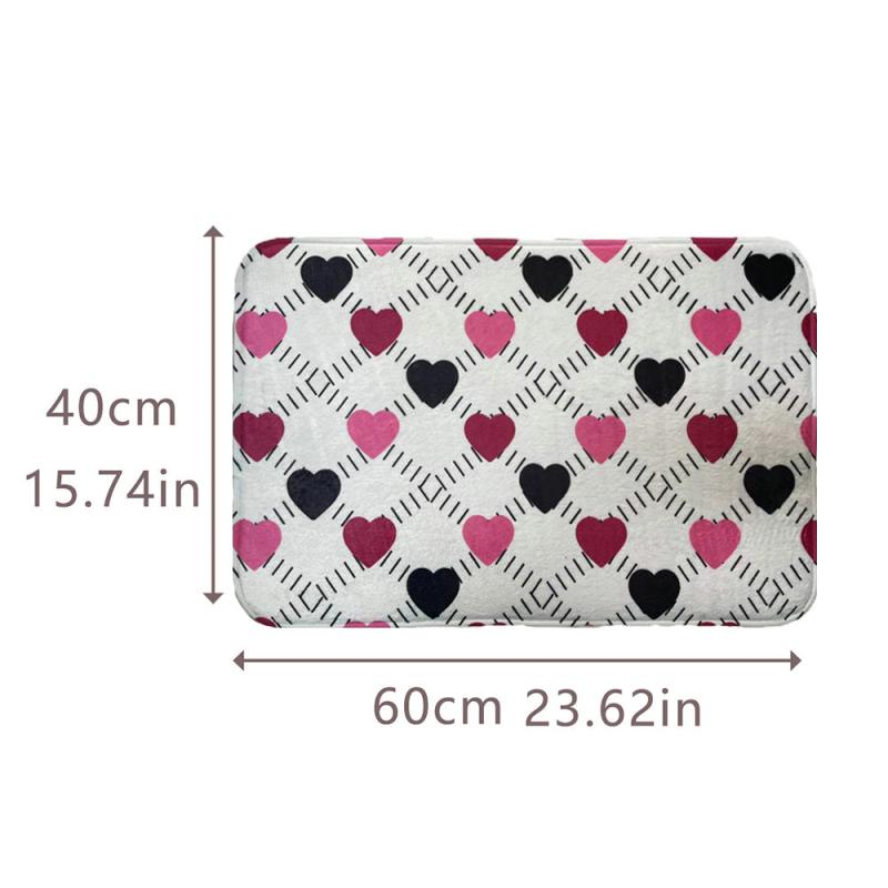 Heart Pattern Bathroom Mat Absorbent Non-slip Washable Bath Rug