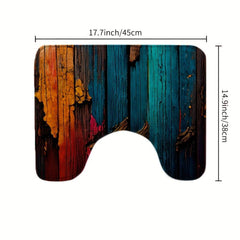Colorful Wood Bathroom Rug Set Non Slip Extra Absorbent Shaggy Bathroom Mats