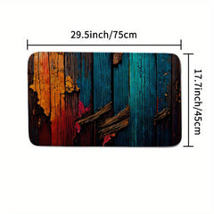 Colorful Wood Bathroom Rug Set Non Slip Extra Absorbent Shaggy Bathroom Mats