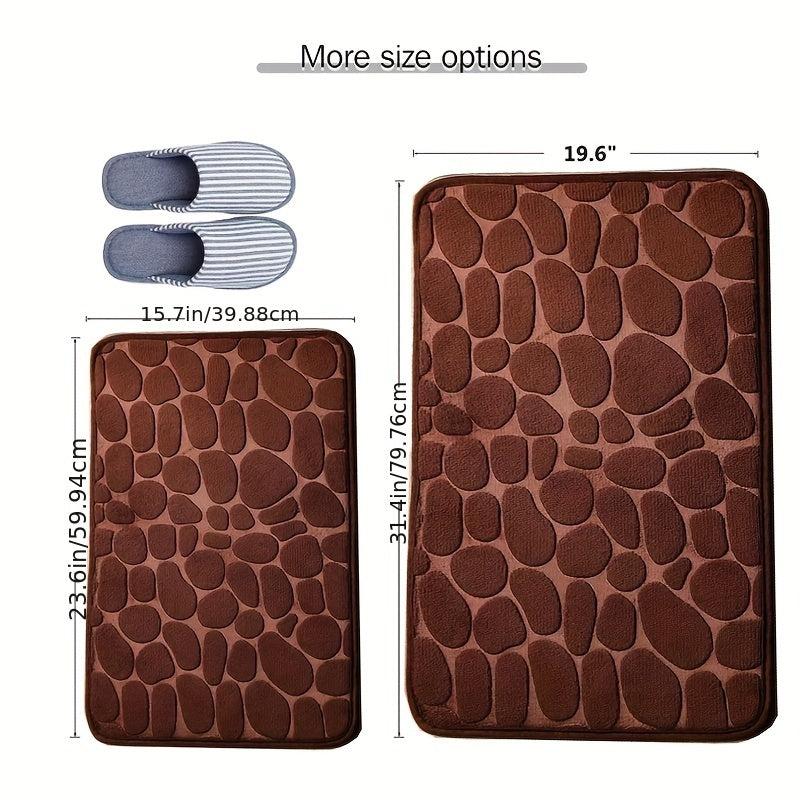 Cobblestone Bath Rug Soft Non Slip Quick Dry Memory Foam Shower Mat