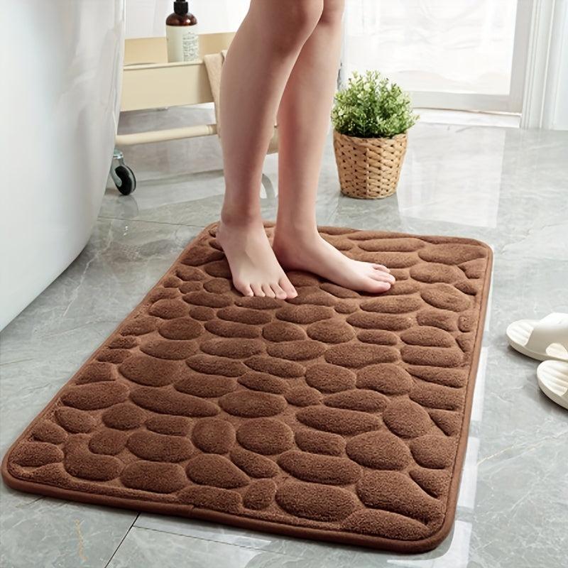 Cobblestone Bath Rug Soft Non Slip Quick Dry Memory Foam Shower Mat